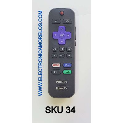 CONTROL REMOTO PARA SMART TV PHILIPS ROKU ((ORIGINAL)) / NUMERO DE PARTE 3226001023 / RC-ALIR / RC18F-T6 / MODELOS 32PFL4664/F7A / 32PFL4764/F7A / 32PFL6452/F7D